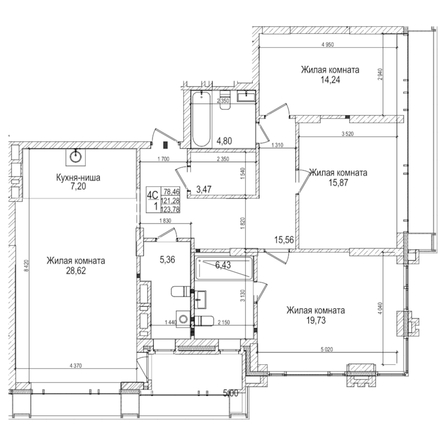 
  Продается 2-комн. квартира 121.2 м², в ЖК Горького, 10. Фото 1.