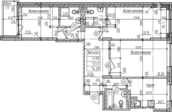
  Продается 3-комн. квартира 72.4 м², в ЖК Возрождение. Фото 1.