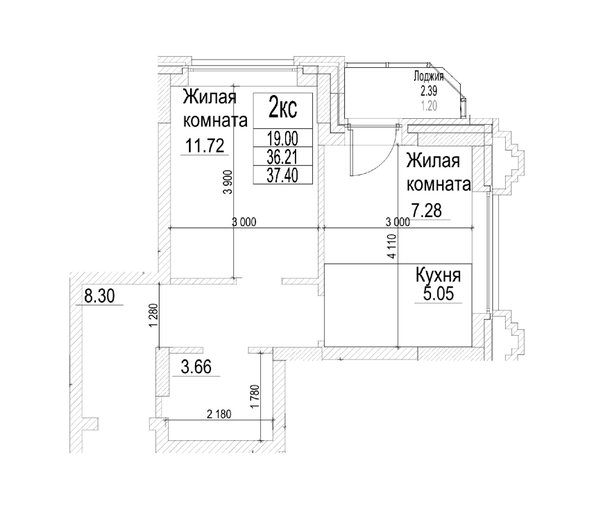 
  Продается 2-комн. квартира 36.2 м², в ЖК Чернышевский, корп 3.3. Фото 1.