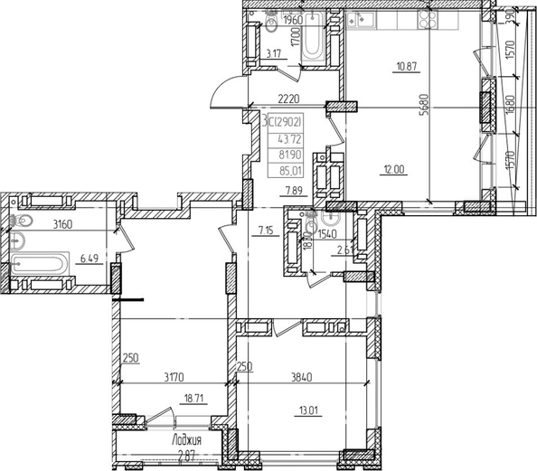 
  Продается 2-комн. квартира 81.9 м², в ЖК Чернышевский, корп 3.3. Фото 1.