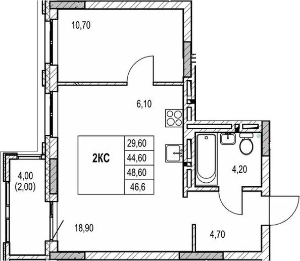 
  Продается 2-комн. квартира 44.6 м², в ЖК Автограф. Фото 1.