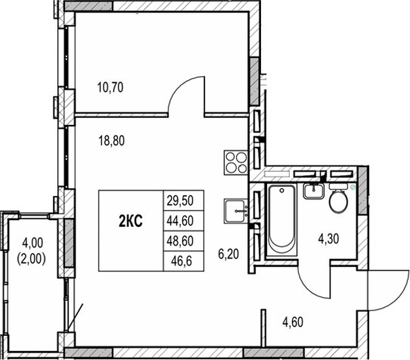 
  Продается 2-комн. квартира 44.6 м², в ЖК Автограф. Фото 1.