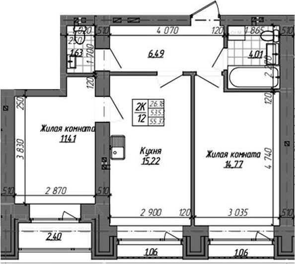 
  Продается 2-комн. квартира 53.5 м², в ЖК Комсомольский проспект, дом 2. Фото 1.