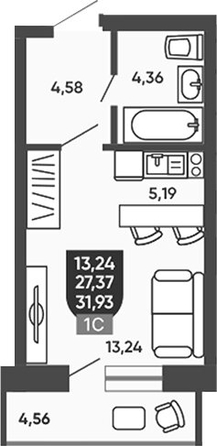 
  Продается студия 28.28 м², в ЖК Ермак. Фото 1.