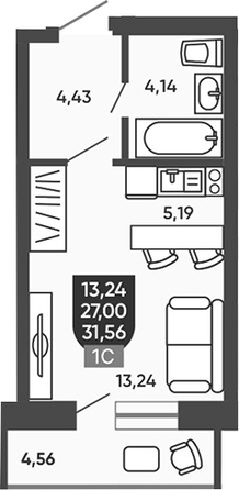 
  Продается студия 27.91 м², в ЖК Ермак. Фото 1.