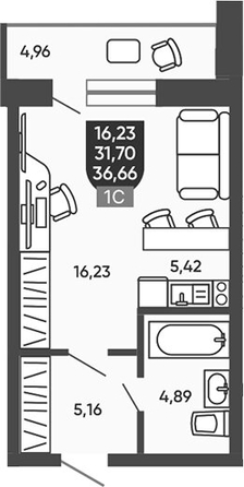 
  Продается студия 31.7 м², в ЖК Ермак. Фото 1.