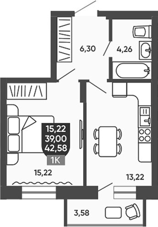 
  Продается 1-комн. квартира 39 м², в ЖК Ермак. Фото 1.