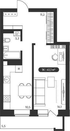
  Продается 1-комн. квартира 41.1 м², в ЖК Черемушки на Приморской. Фото 1.