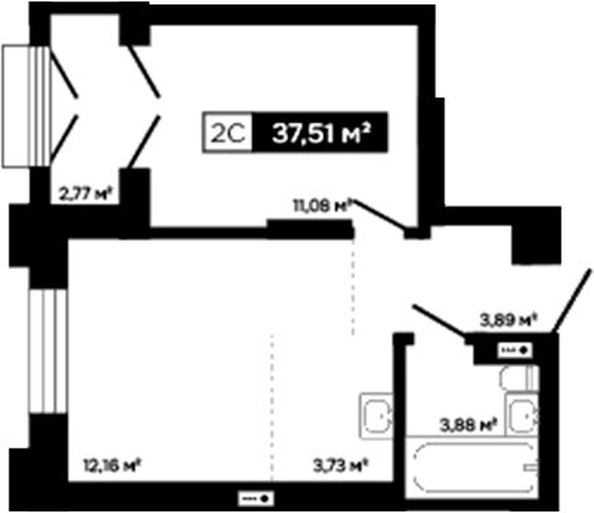 
  Продается 2-комн. квартира 34.74 м², в ЖК Платина. Фото 1.
