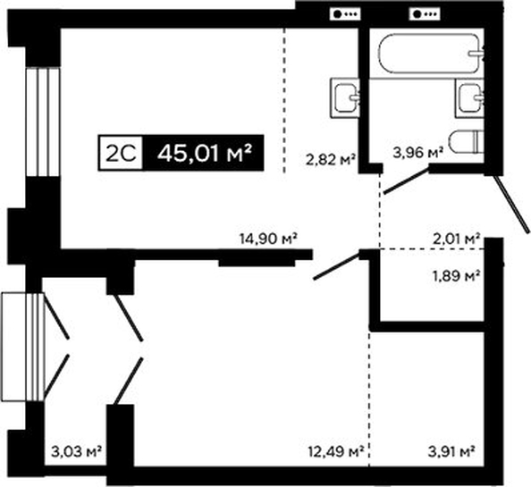 
  Продается 2-комн. квартира 41.98 м², в ЖК Платина. Фото 1.