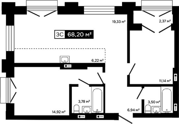 
  Продается 2-комн. квартира 65.83 м², в ЖК Платина. Фото 1.