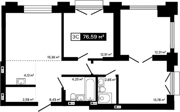 
  Продается 2-комн. квартира 64.28 м², в ЖК Платина. Фото 1.