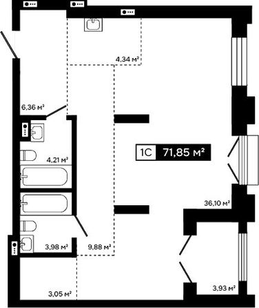 
  Продается студия 67.92 м², в ЖК Платина. Фото 1.