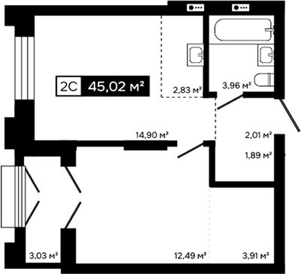 
  Продается 2-комн. квартира 41.99 м², в ЖК Платина. Фото 1.