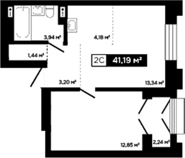 
  Продается 2-комн. квартира 38.95 м², в ЖК Платина. Фото 1.