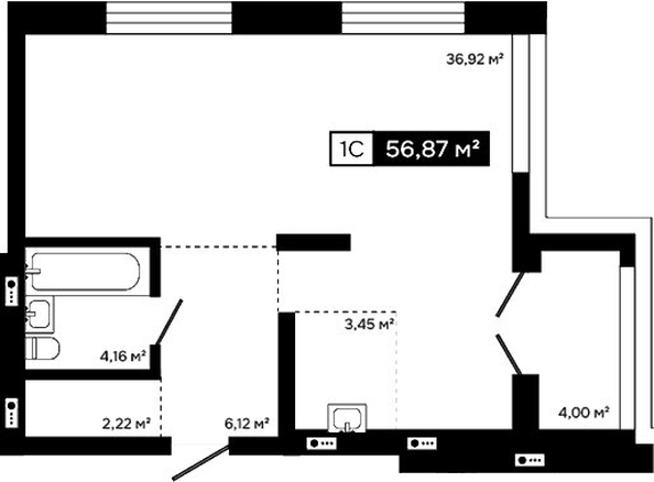 
  Продается студия 52.87 м², в ЖК Платина. Фото 1.