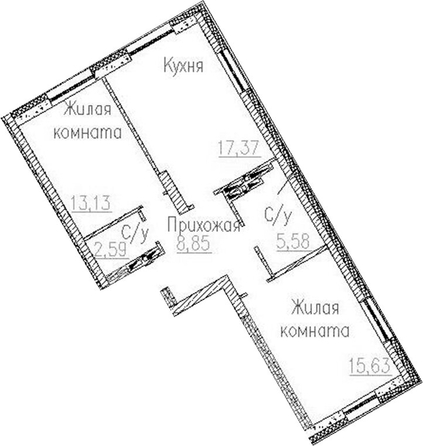 
  Продается 2-комн. квартира 63.15 м², в ЖК Пегас. Фото 1.