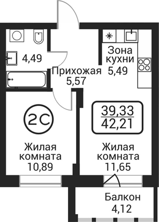 
  Продается 2-комн. квартира 38.09 м², в ЖК Пегас. Фото 1.