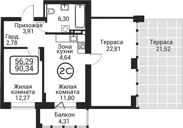 
  Продается 2-комн. квартира 41.7 м², в ЖК Пегас. Фото 1.