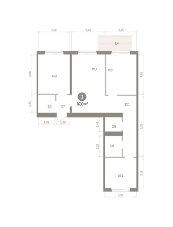 
  Продается 3-комн. квартира 87.04 м², в ЖК Пшеница, дом 5.2. Фото 1.