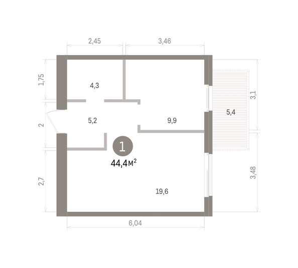
  Продается 1-комн. квартира 44.36 м², в ЖК Пшеница, дом 5.2. Фото 2.