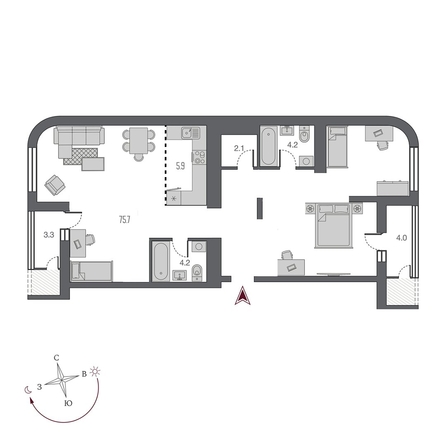 
  Продается студия 98.8 м², в ЖК Беринг, дом 2. Фото 7.
