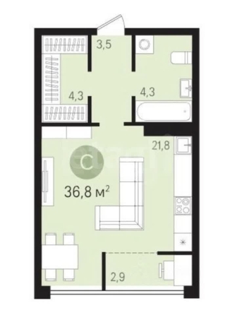 
  Продается студия 36.8 м², в ЖК Панорама, дом 7. Фото 16.