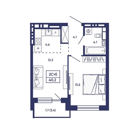 
  Продается 2-комн. квартира 40.2 м², в ЖК Сподвижники, дом 2. Фото 1.