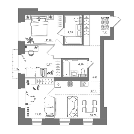 
  Продается 3-комн. квартира 77.64 м², в ЖК Спектр, дом 10. Фото 1.