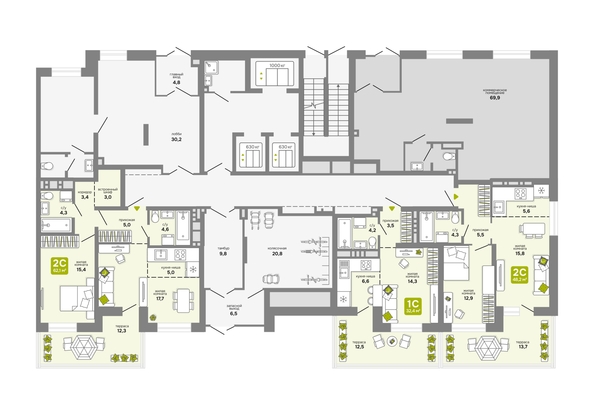 
  Продается 2-комн. квартира 48.2 м², в ЖК Счастливый квартал, дом 2. Фото 1.