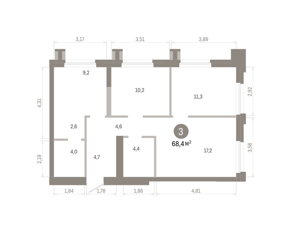 
  Продается 3-комн. квартира 68.35 м², в ЖК Город на озере. Фото 1.