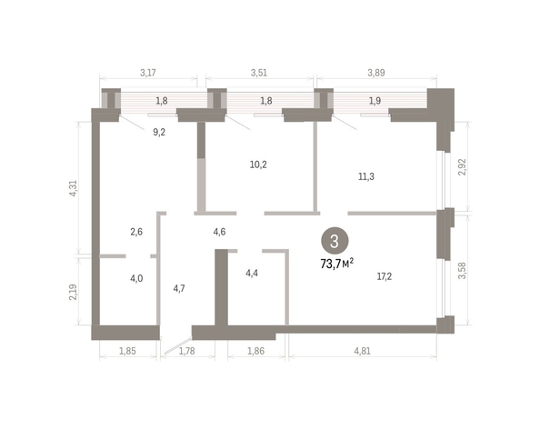 
  Продается 3-комн. квартира 73.72 м², в ЖК Город на озере. Фото 1.