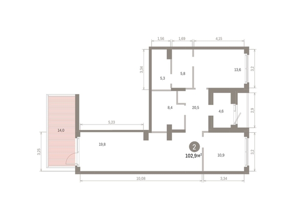 
  Продается 2-комн. квартира 102.86 м², в ЖК Пшеница, 6.1. Фото 1.