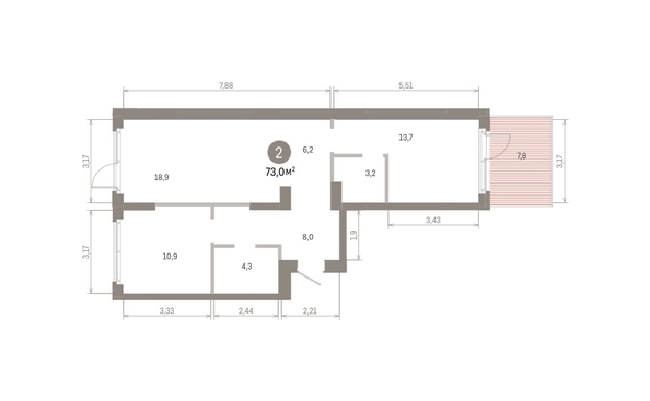 
  Продается 2-комн. квартира 72.95 м², в ЖК Пшеница, 6.1. Фото 1.
