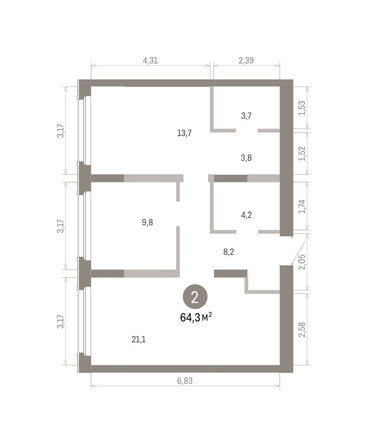 
  Продается 2-комн. квартира 64.31 м², в ЖК Европейский берег, дом 46. Фото 1.