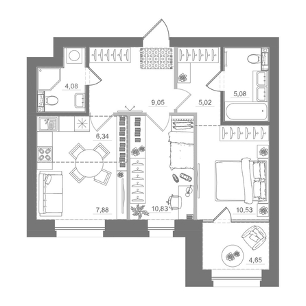 
  Продается 2-комн. квартира 63.49 м², в ЖК Спектр, дом 10. Фото 1.