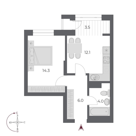 
  Продается 1-комн. квартира 39.9 м², в ЖК ОСКАР, дом 2. Фото 1.