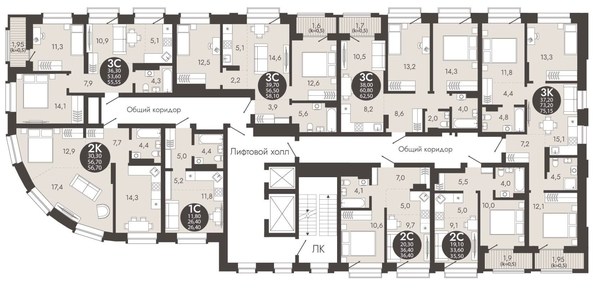 
  Продается 2-комн. квартира 56.7 м², в ЖК Флагман Холл. Фото 1.