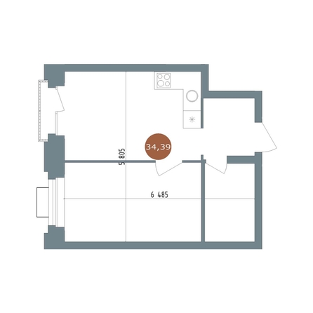 
  Продается 1-комн. квартира 34 м², в  19/56 Кварталы Телецентра, 2. Фото 1.