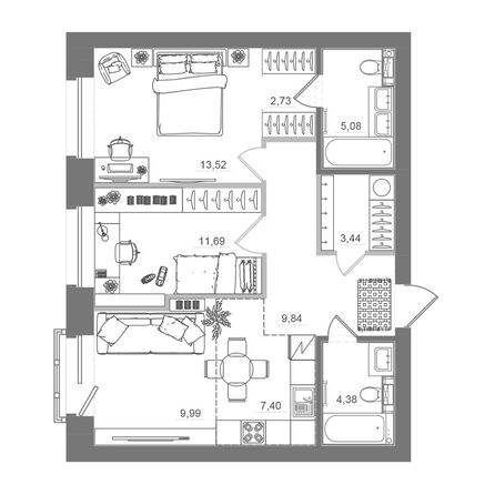 
  Продается 2-комн. квартира 67.46 м², в ЖК Спектр, дом 10. Фото 1.