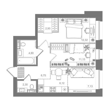 
  Продается 2-комн. квартира 54.86 м², в ЖК Спектр, дом 10. Фото 1.