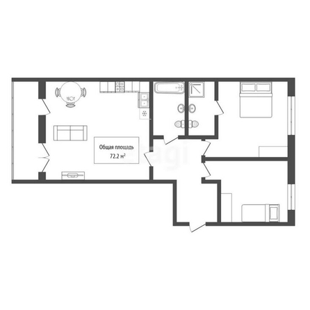 
  Продается 2-комн. квартира 72.2 м², в ЖК Булгаков. Фото 5.