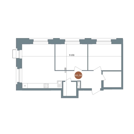 
  Продается 2-комн. квартира 60.3 м², в  19/56 Кварталы Телецентра, 2. Фото 1.
