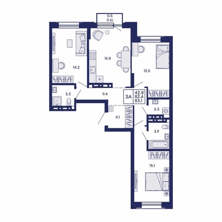 
  Продается 3-комн. квартира 83.1 м², в ЖК Сила леса, корп 1. Фото 2.