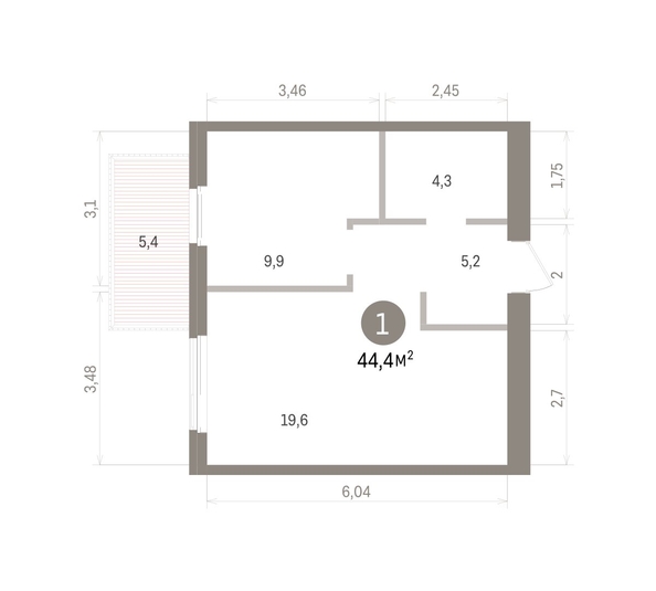 
  Продается 1-комн. квартира 44.36 м², в ЖК Пшеница, дом 5.2. Фото 1.