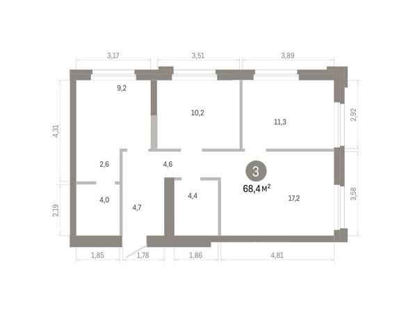 
  Продается 3-комн. квартира 68.35 м², в ЖК Город на озере. Фото 1.