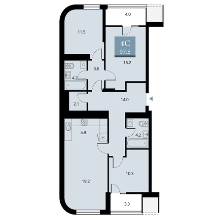 
  Продается 4-комн. квартира 96.2 м², в ЖК Беринг, дом 2. Фото 1.