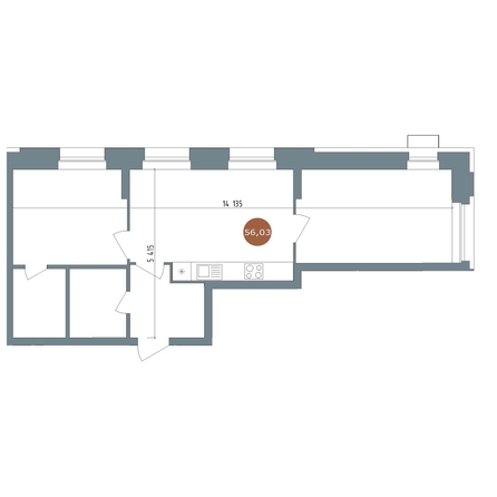 
  Продается 2-комн. квартира 56 м², в  19/56 Кварталы Телецентра, 2. Фото 1.