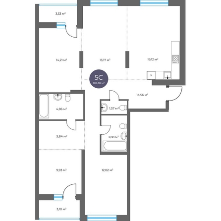 
  Продается 4-комн. квартира 102.38 м², в  Квартал на Российской, дом 3. Фото 1.