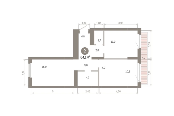 
  Продается 2-комн. квартира 64.08 м², в ЖК Пшеница, 6.1. Фото 1.